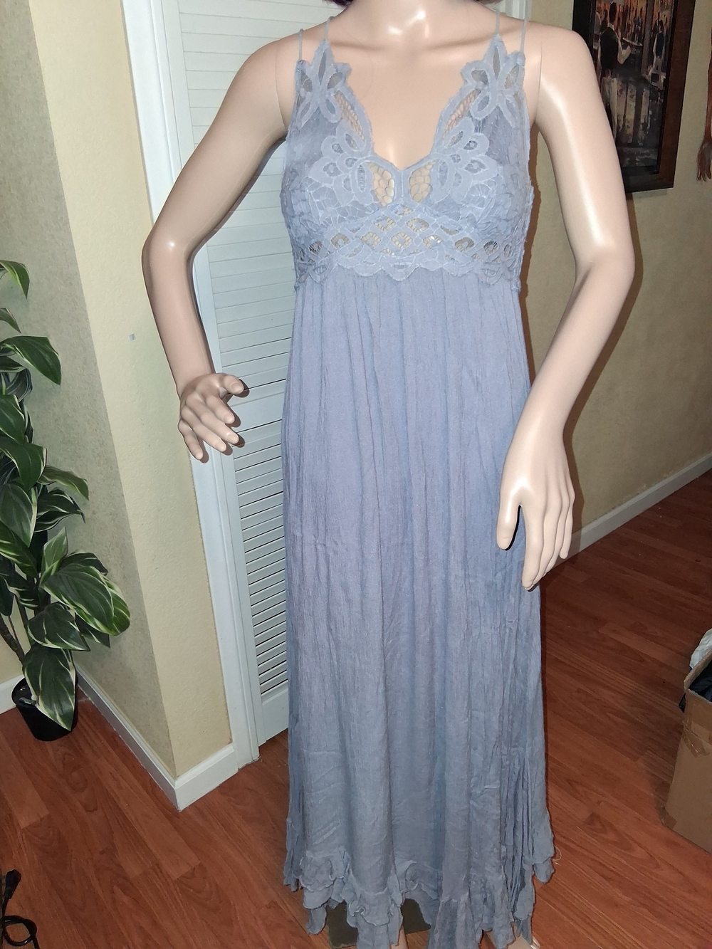 Free People FP One Adella Maxi Slip Dress - Slate Grey S